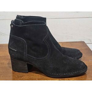 Ugg Bandera Black Leather Zip Up Block Heel Ankle Boots Women's 6